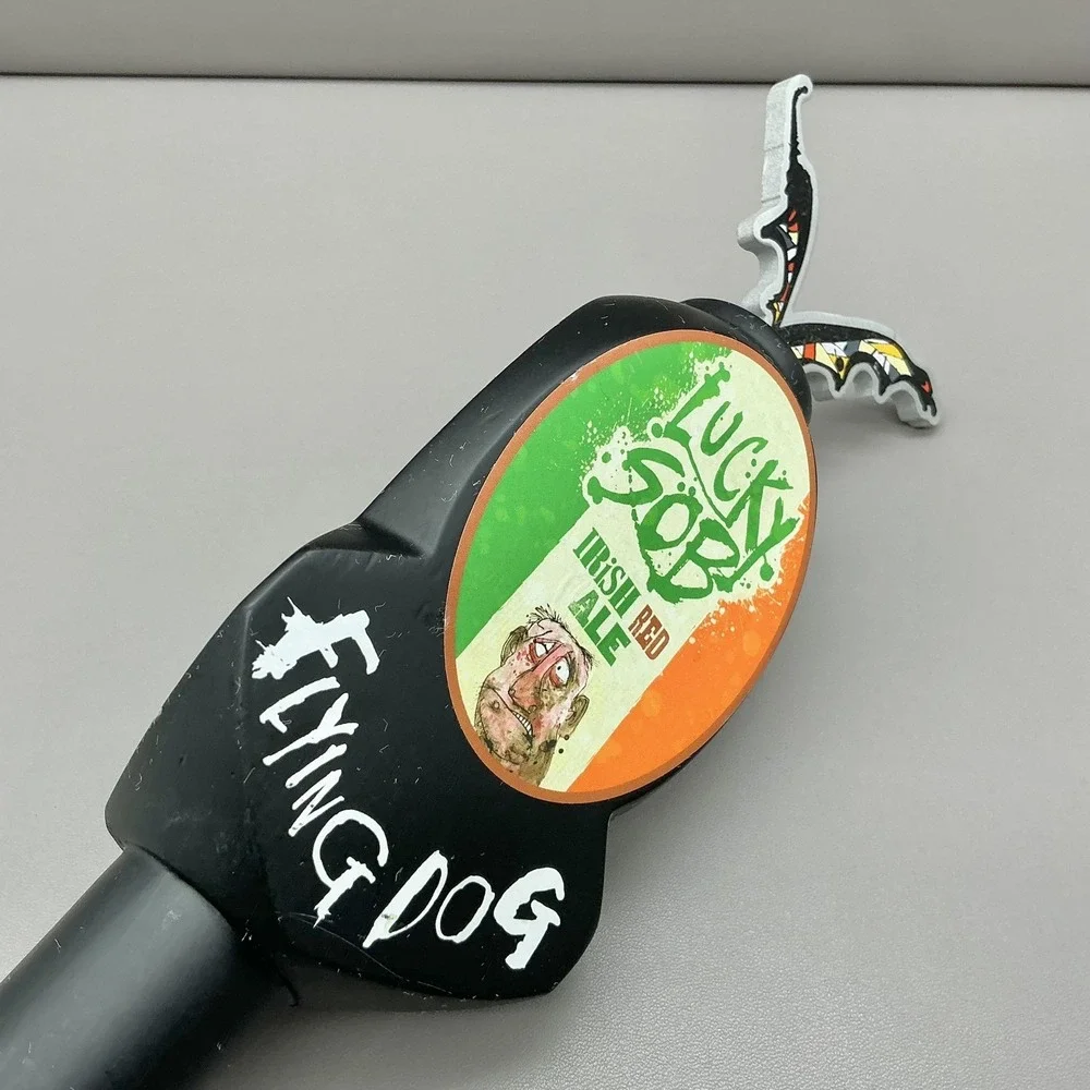 Flying Dog Lucky SOB Irish Red Ale Draft Beer Tap Handle Black Bat Wings